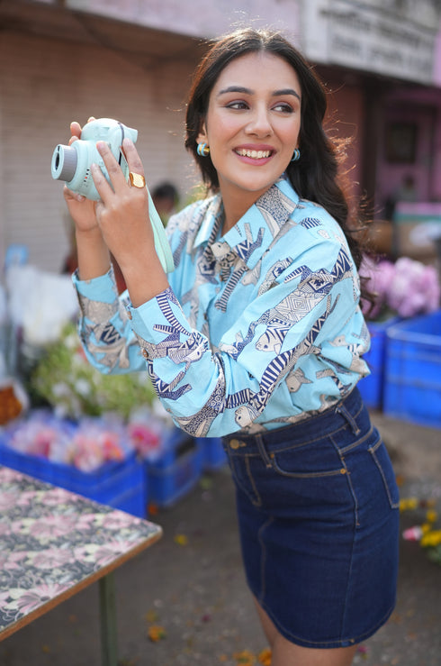 Blue Meow Twinning Shirt (Women & Men)